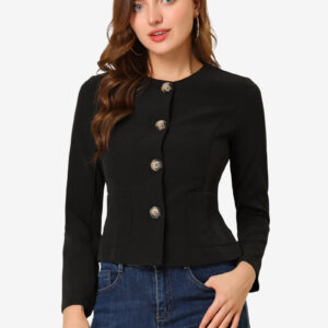 Fall Casual Jacket Elegant Button Front Work Office Blazer