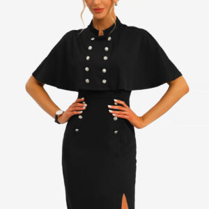 Elegant Business Double Breasted Two Pieces Cape Dress Sets