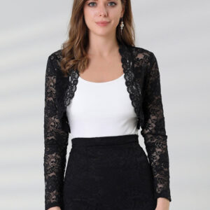 Elegant Sheer Floral Lace Cropped Bolero Shrugs