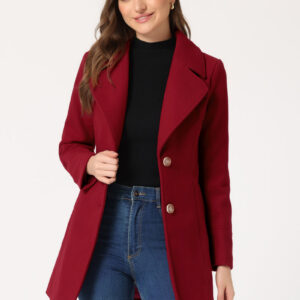 Elegant Notched Shawl Collar Single Breasted Winter Long Coat