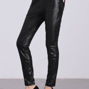 Faux Leather High Waist Stretch Slim Fit Motorcycle Legging Pants