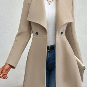 Lapel Long Sleeves Bouble Breasted Peplum Coat