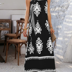Bohemian Halter Neck Sleeveless Mxi Resort Dress