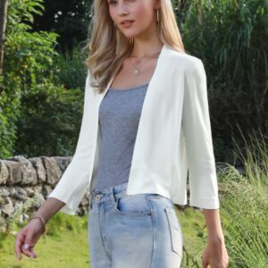 3/4 Sleeve Open Front Knitted Cropped Cardigan