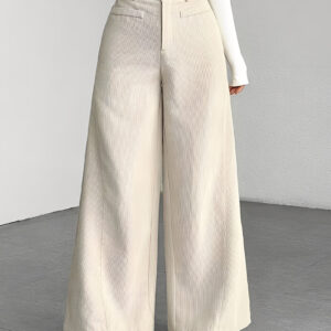 Corduroy Casual High Waisted Loose Fitting Wide Legs Pants
