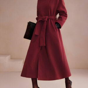 Convertible Collar Belted Fully Lined Maxi Length Trench Coat