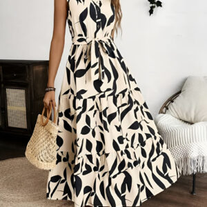 Floral Printed Sleeveless A-Line Tiered Dress